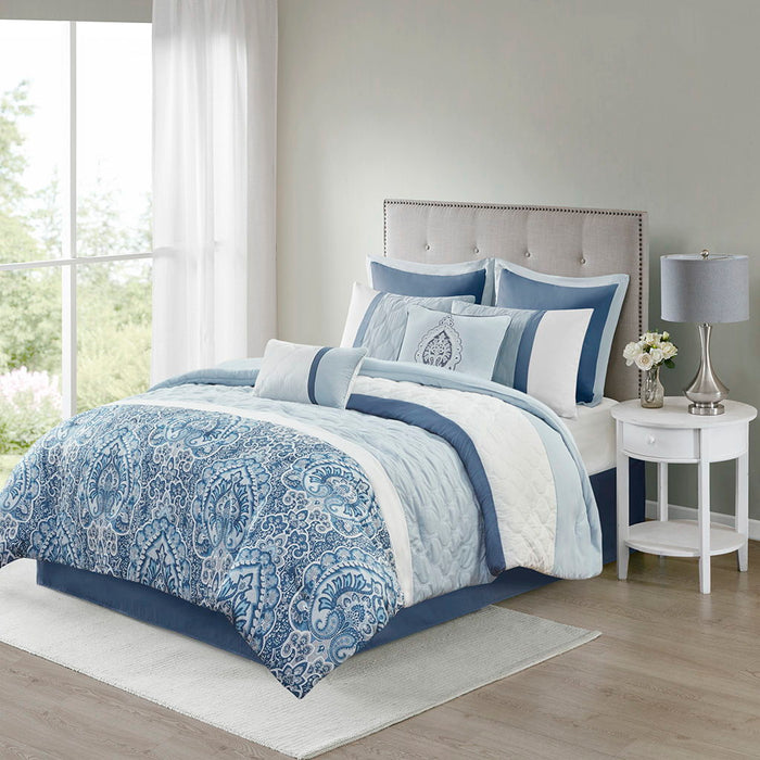 Shawnee - California King 8 Piece Comforter Set - Blue