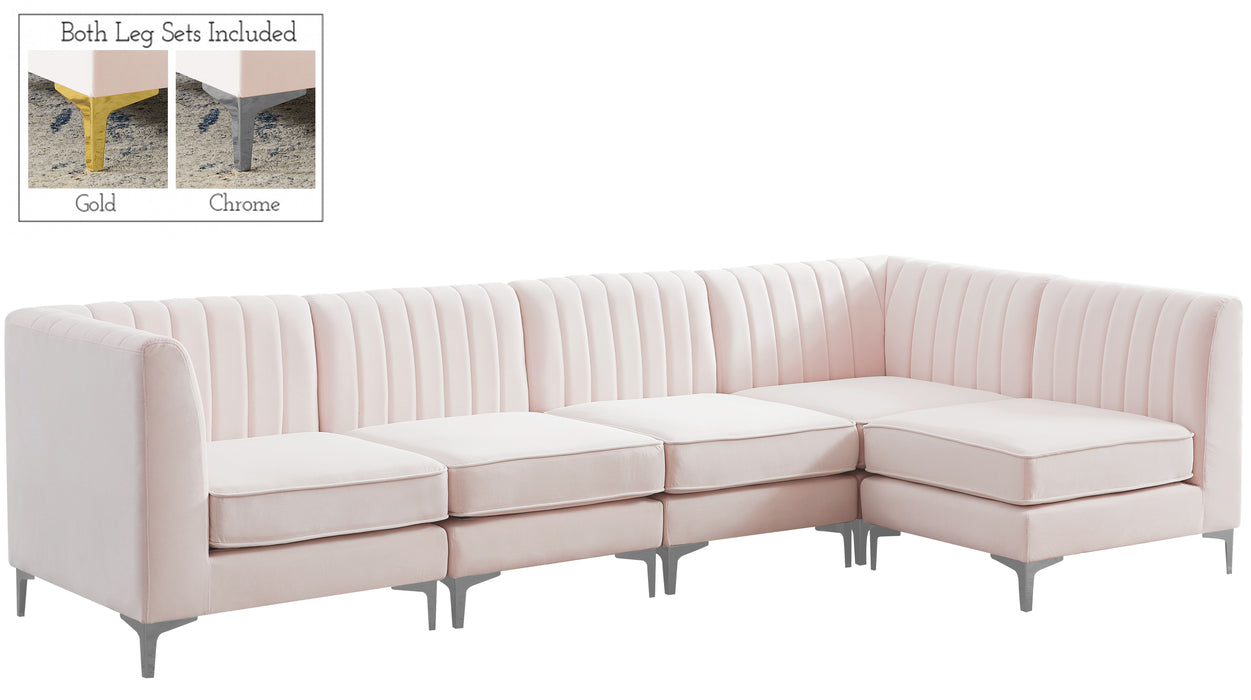 Alina - Modular Sectional 5 Piece - Pink - Fabric