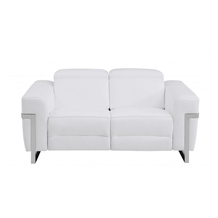 2 Piece Italian Leather Five Person Indoor Seating Set - White