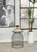 Bernardo - Round Accent Table With Bird Cage Base - Natural And Gunmetal - Simple Home Plus