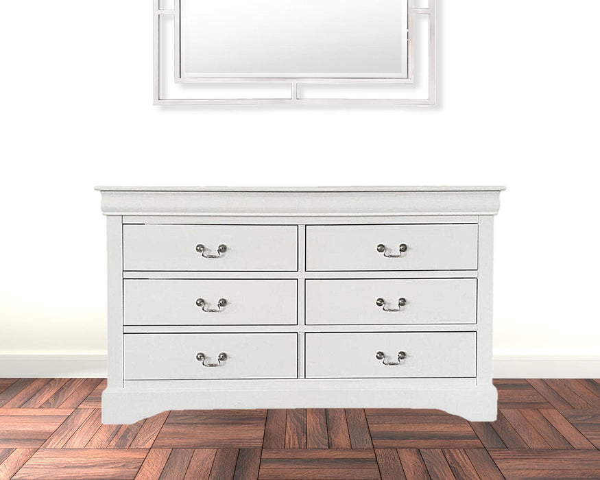 Manufactured Wood Six Drawer Double Dresser - White