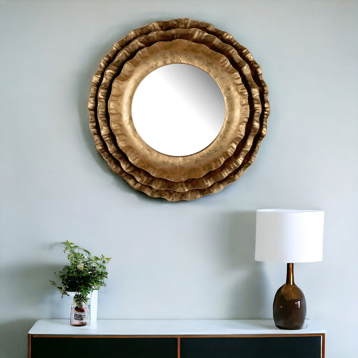 16" Abstract Framed Accent Mirror - Gold