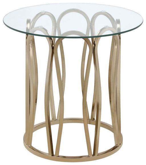 Monett - Round End Table - Chocolate Chrome And Clear - Simple Home Plus