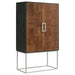 Borman - 2-Door Bar Cabinet Wine Storage - Walnut And Black - Simple Home Plus