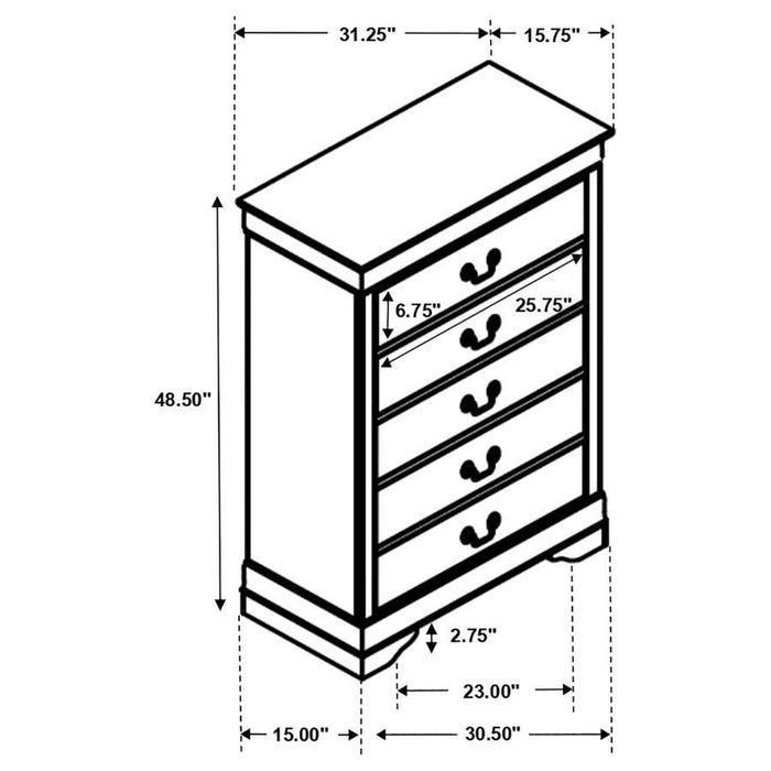 Louis Philippe - Five-drawer Chest - Simple Home Plus