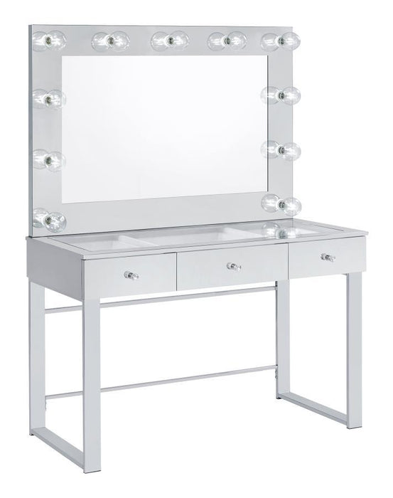 Umbridge - 3-Drawer Vanity With Lighting - Chrome And White - Simple Home Plus