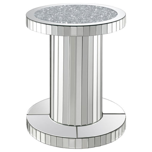 Dorielle - Crystal Inlay Round Top Accent Table - Mirror - Simple Home Plus