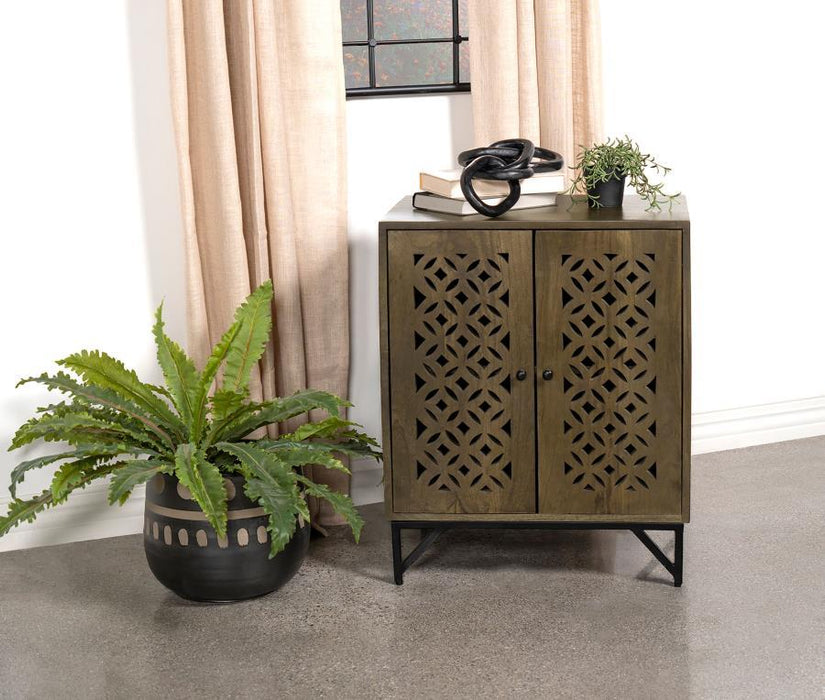 Zaria - 2-Door Wooden Accent Cabinet - Brown - Simple Home Plus