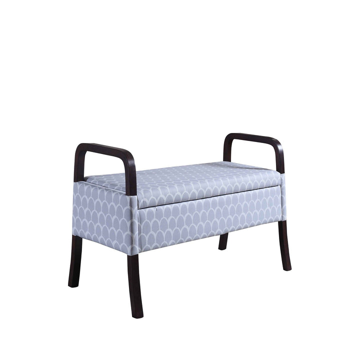 Upholstered Polyester Trellis Entryway Bench With Flip Top - Black / Gray