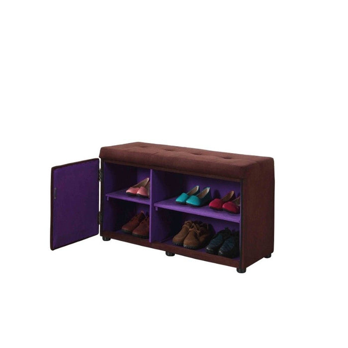 Tufted Shoe Storage Bench - Brown / Purple