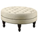 Elchin - Round Upholstered Tufted Ottoman - Oatmeal - Simple Home Plus