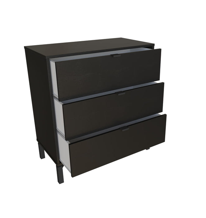 Dresser Wooden 3 Drawer - Black