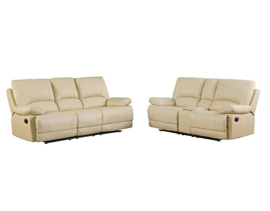 2 Piece Five Person Seating Set Indoor Faux Leather - Beige