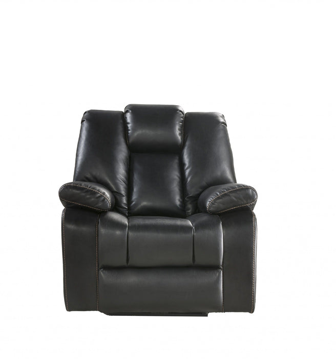 Leather-Aire Upholstery Recliner (Power Motion) - Black