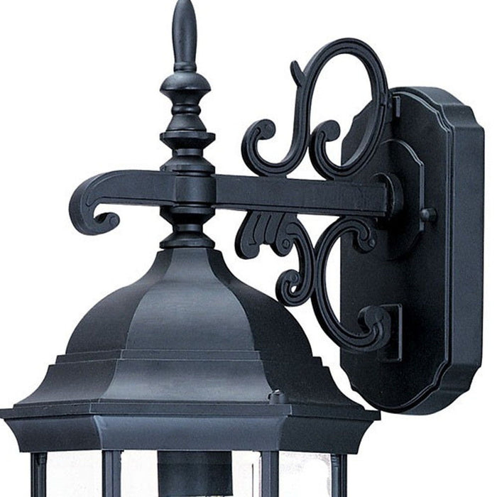 Narrow Domed Hanging Glass Lantern Wall Light - Matte Black