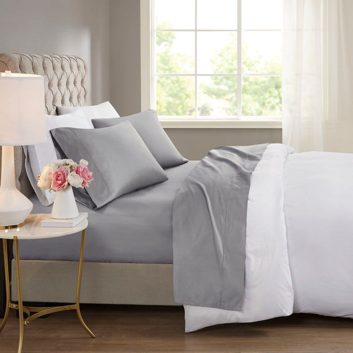 600 Thread Count - Cooling Cotton Blend 4 Piece Full Sheet Set - Gray