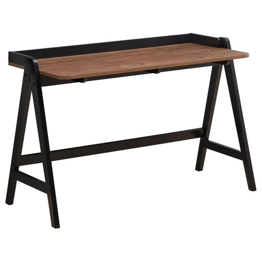 Raul - Writing Desk With USB Ports - Walnut And Black - Simple Home Plus