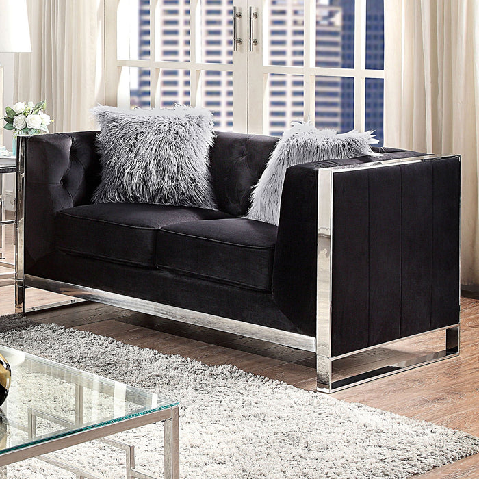 Evadne - Loveseat With Pillows - Black - Simple Home Plus