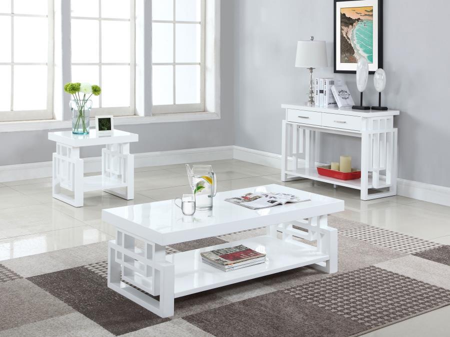 Schmitt - Rectangular End Table - High Glossy White - Simple Home Plus