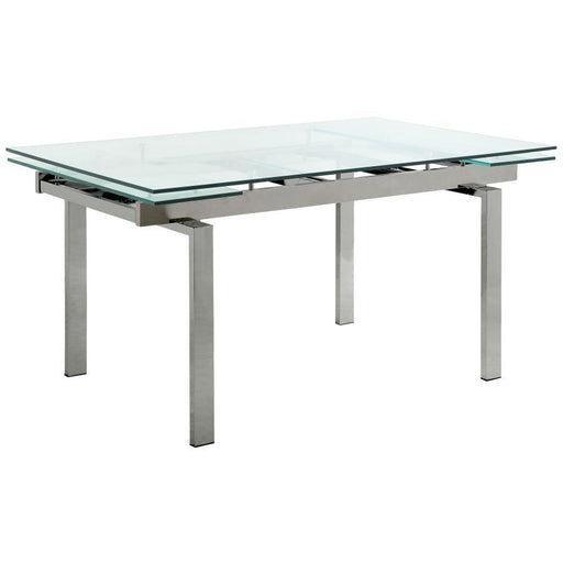 Wexford - Glass Top Dining Table With Extension Leaves - Chrome - Simple Home Plus