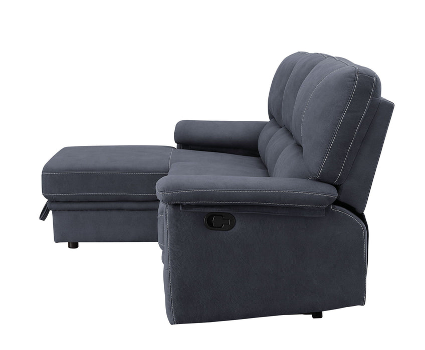 Polyester Reclining L Shaped Three Piece Sofa And Chaise Sectional - Dark Gray