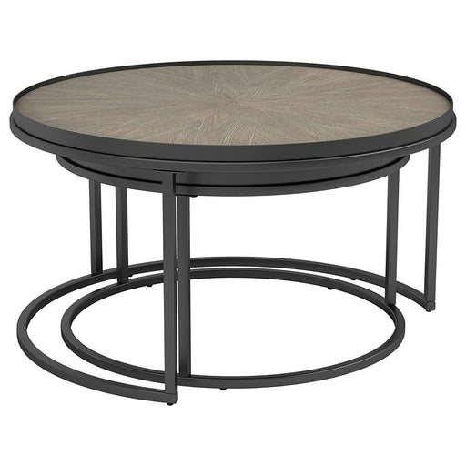 Rodrigo - 2 Piece Round Nesting Tables - Weathered Elm - Simple Home Plus