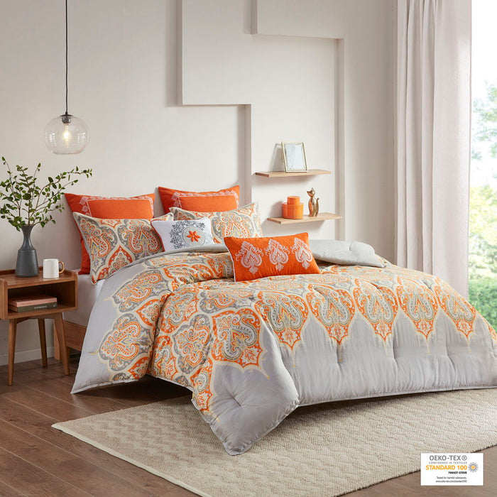 Nisha - King Comforter Set - Orange