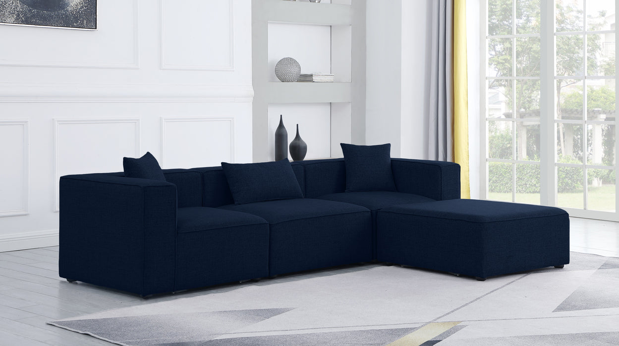 Cube - Modular Sectional 4 Piece - Navy - Fabric