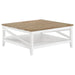 Hollis - Square Wood Coffee Table With Shelf - Brown And White - Simple Home Plus