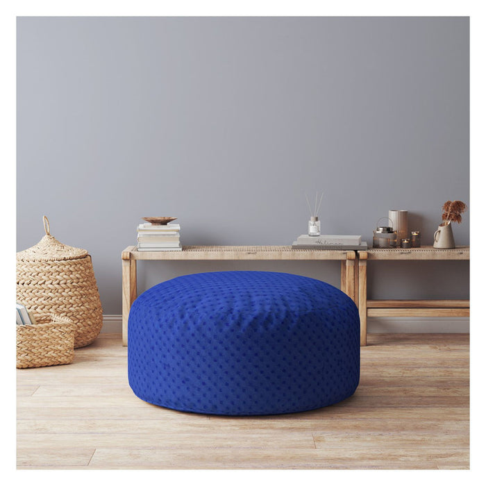 Polyester Round Pouf Cover - Blue