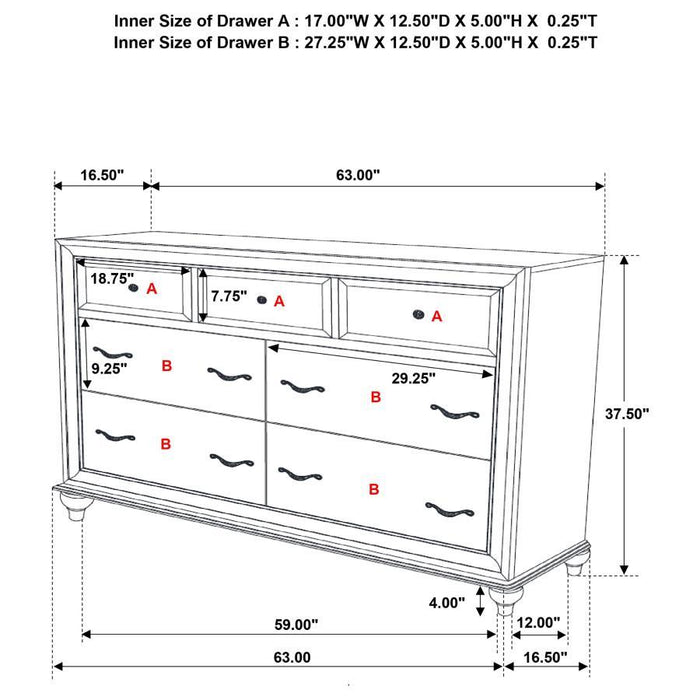 Barzini - 7-drawer Dresser - Simple Home Plus