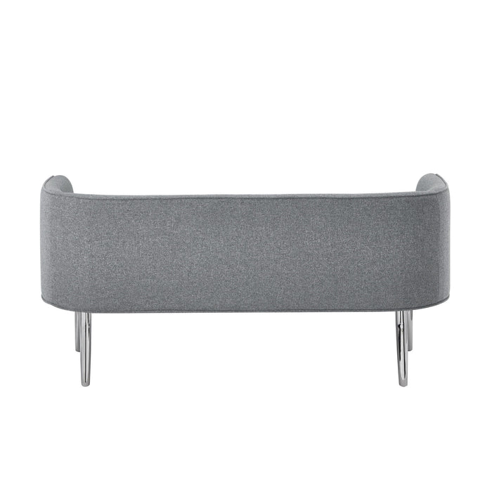 Upholstered Linen Bench - Gray / Brown