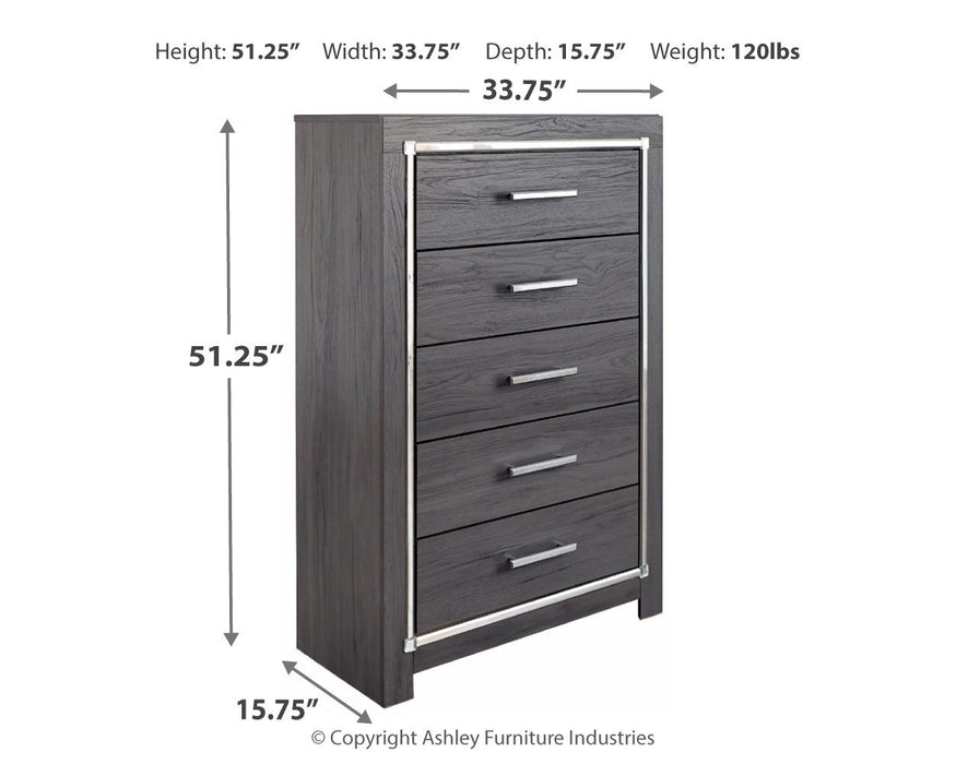 Lodanna - Gray - Five Drawer Chest - Simple Home Plus