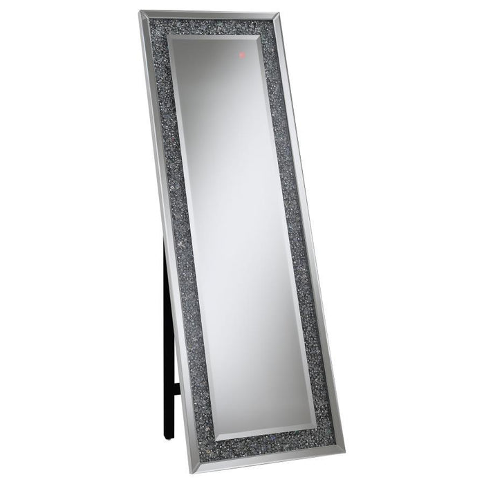 Carisi - Rectangular Standing Mirror With LED Lighting - Silver - Simple Home Plus