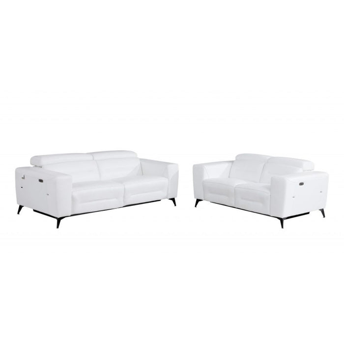 2 Piece Italian Leather Indoor Seating Set Five Person - White