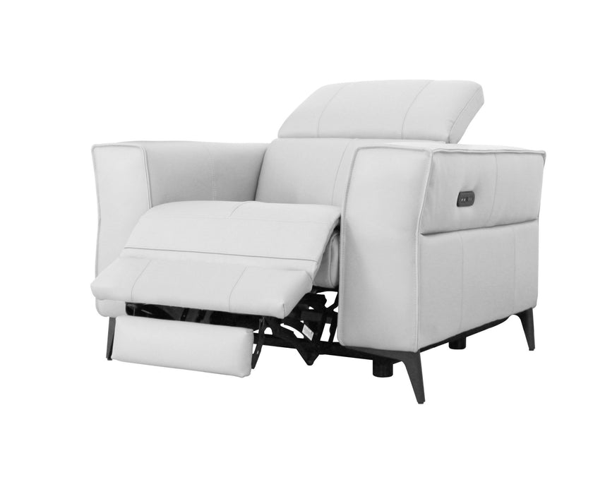 Genuine Leather Power Recliner - White