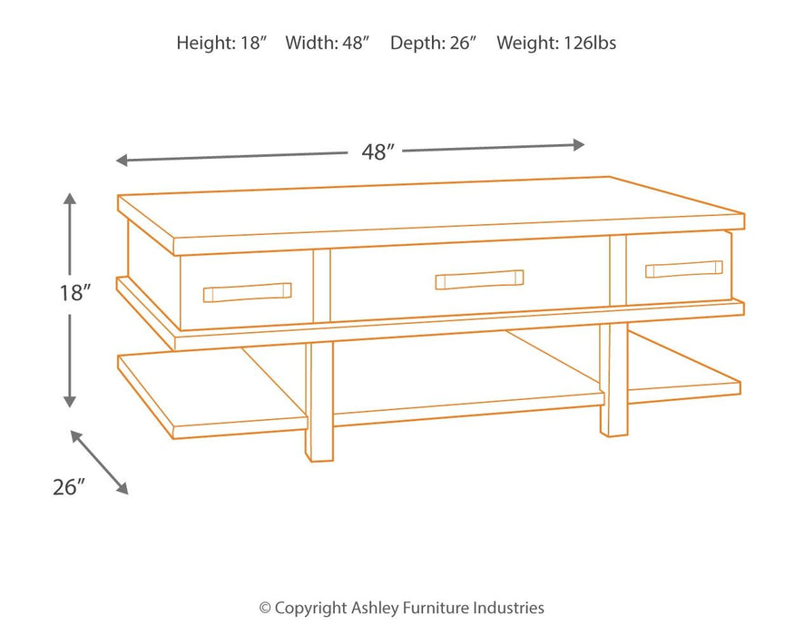 Stanah - Brown / Beige - Lift Top Cocktail Table - Simple Home Plus