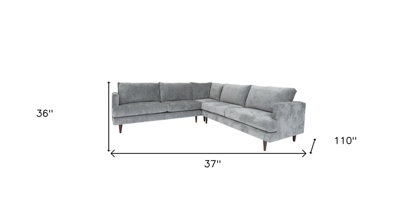 Velvet L Shaped Three Piece Sectional - Silver