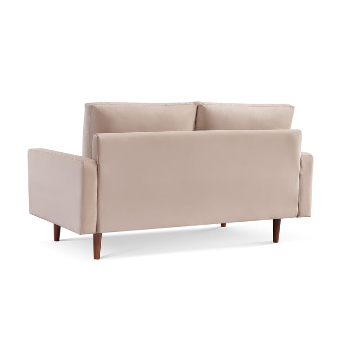 Sofa Velvet With Dark Brown Legs - Beige