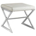 Rita - X-Cross Square Ottoman - White And Chrome - Simple Home Plus