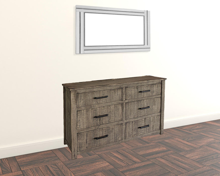 Solid Wood Six Drawer, Double Dresser - Brown