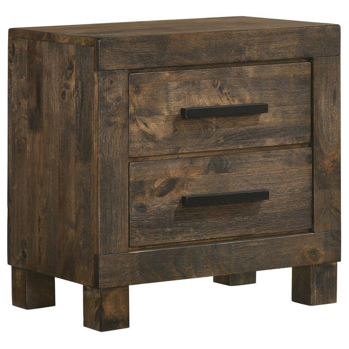 Woodmont - 2-Drawer NightStand - Rustic Golden Brown - Simple Home Plus