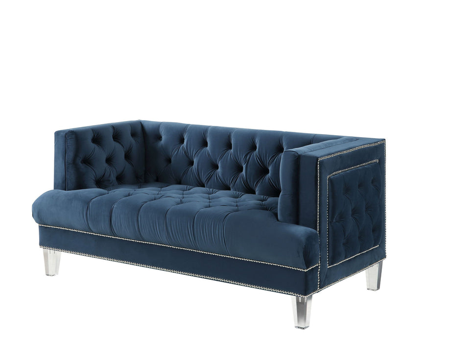 Velvet Love Seat - Blue / Silver