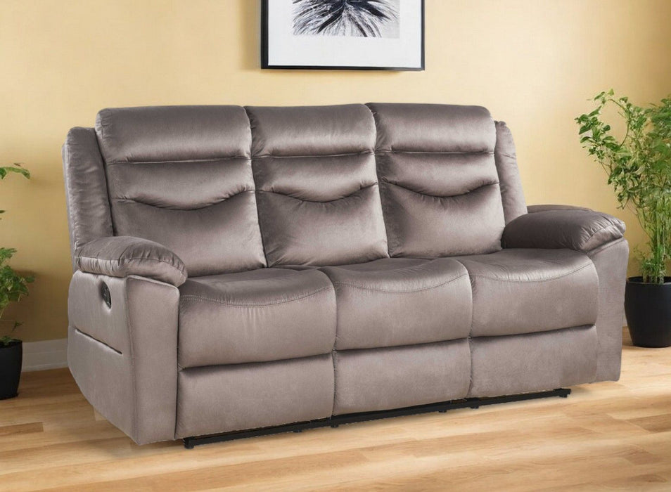 Velvet Reclining Sofa With Black Legs - Brown