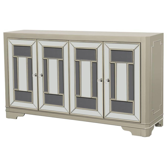 Toula - 4-Door Accent Cabinet - Smoke And Champagne - Simple Home Plus