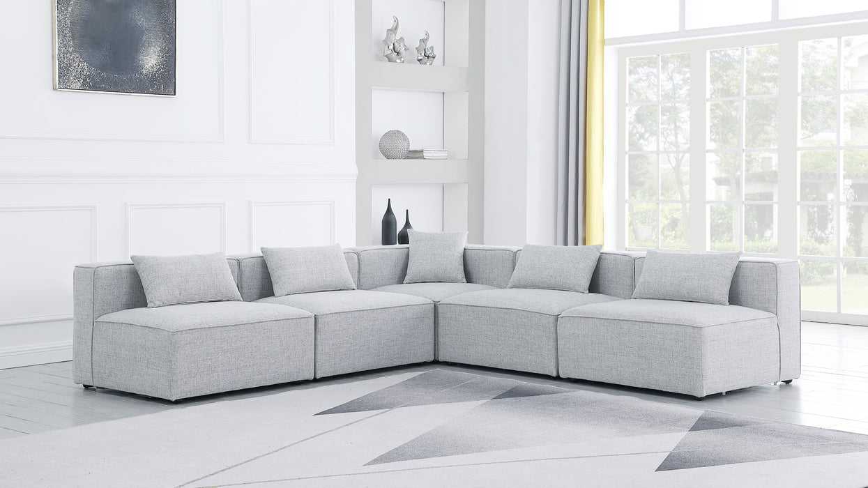 Cube - Modular Sectional 5 Piece - Gray - Fabric - Modern & Contemporary