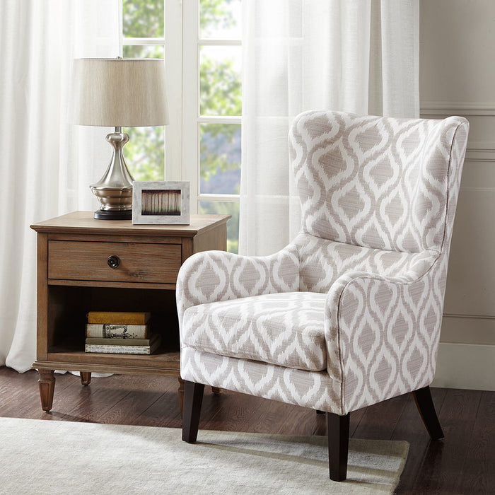 Arianna - Swoop Wing Chair - Gray / White