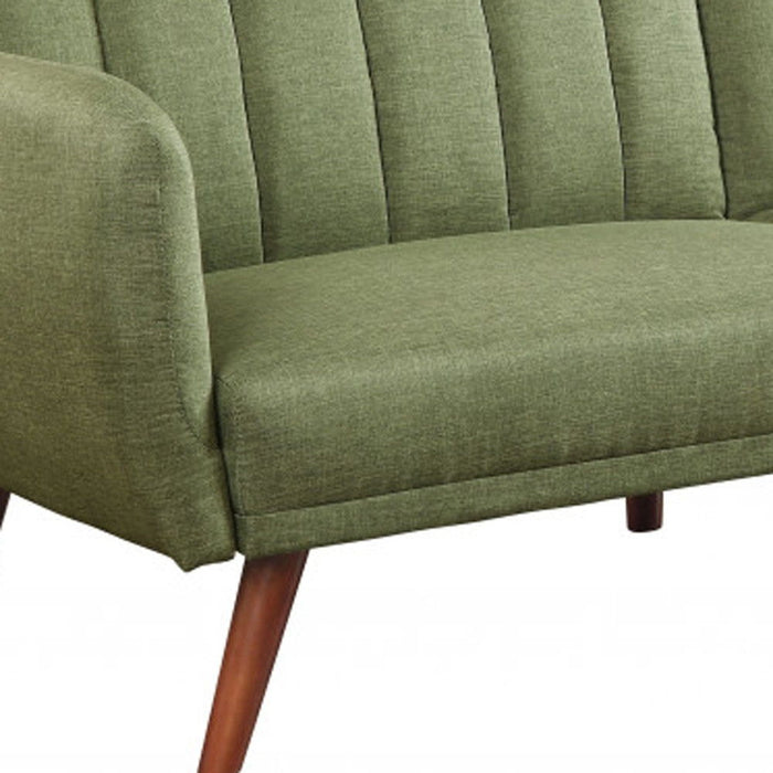 Linen And Wood Brown Sleeper Sofa - Green