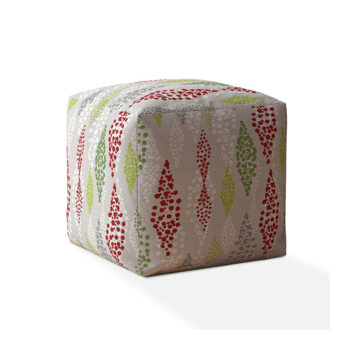 Cotton, Polka Dots Pouf Cover - Green