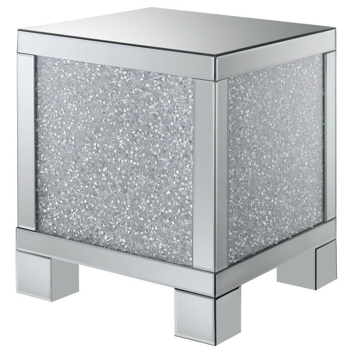 Gillian - Square End Table - Silver And Clear Mirror - Simple Home Plus